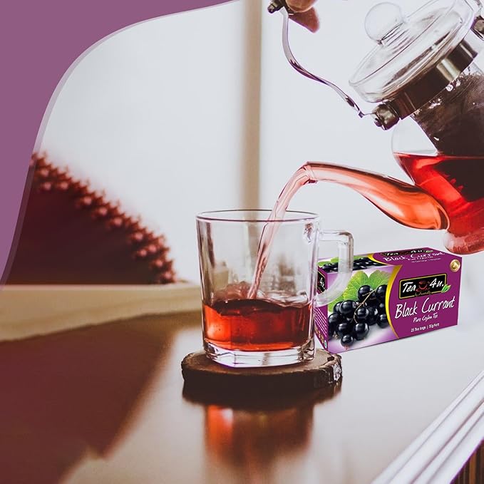 Tea4U Flavored Black Ceylon TeaBags (Black Currant) - Ideal Quality from Sri Lanka's Finest Leaves and Expertly Blended - 25 Count
