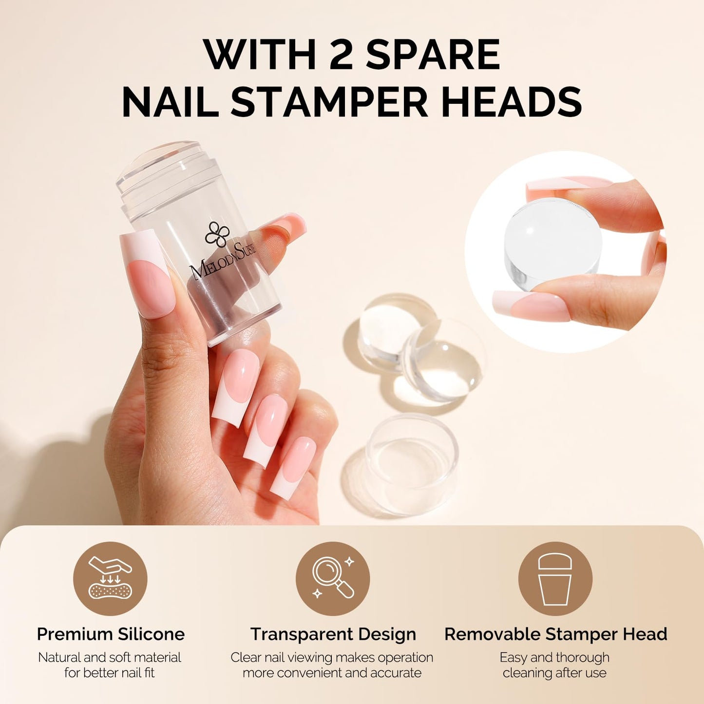 MelodySusie Nail Stamper Kit and 4Pcs Double Sided 100/180 Grit Nail Files