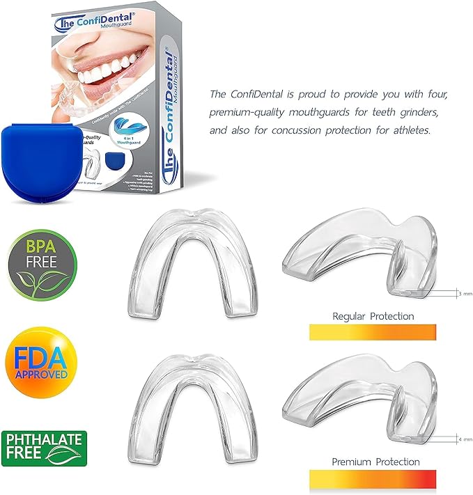 The ConfiDental Mouth Guard for Teeth Grinding & Clenching Pack of 6 Moldable Night Guards for Bruxism, Custom-Fit Protection for Comfortable Day & Night Use