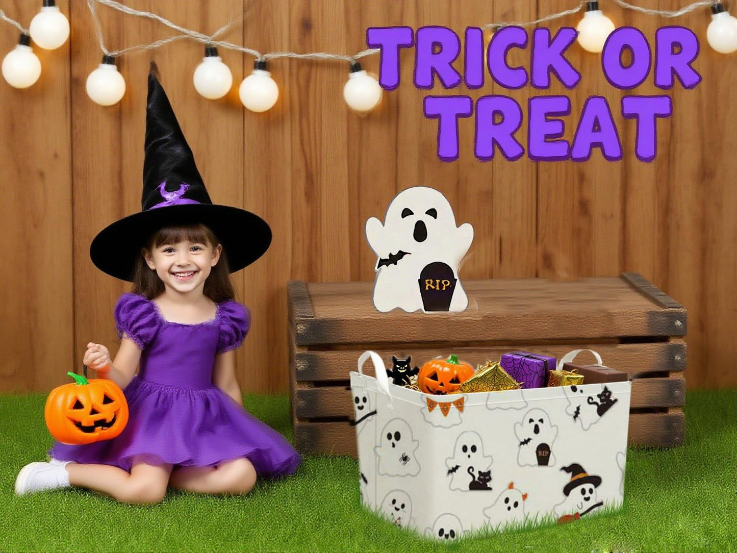 TUZIANAN Halloween Ghost Basket, Cute Boo Basket for Gifts Foldable Storage Bin with Handles for Home Closets Shelf Offices,Bedrooms,Dorm Toy Storage (Halloween ghost basket)