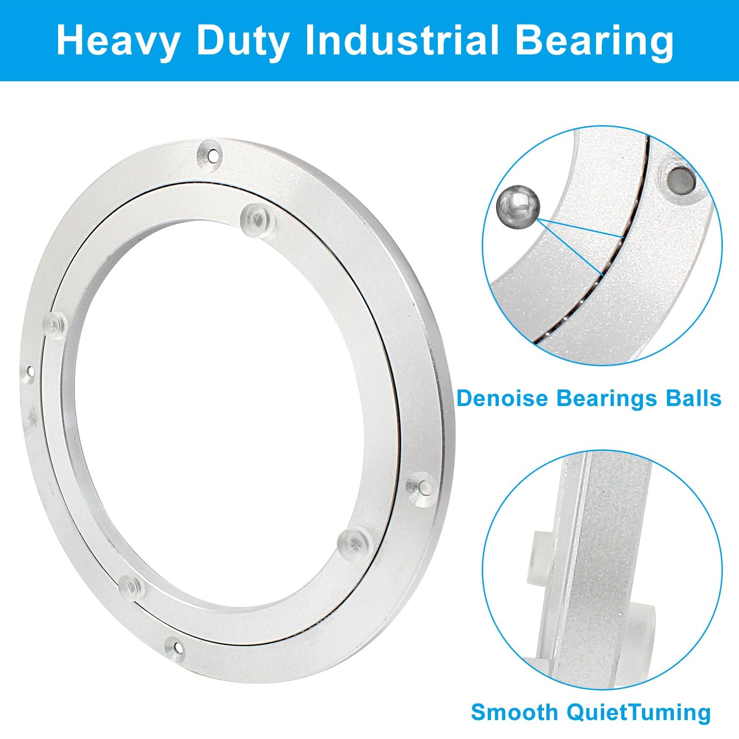Waziaqoc 8 Inch Lazy Susan Bearing, Heavy Duty Aluminum Turntable, Silent Turntable Bearing for Small Kitchen Base