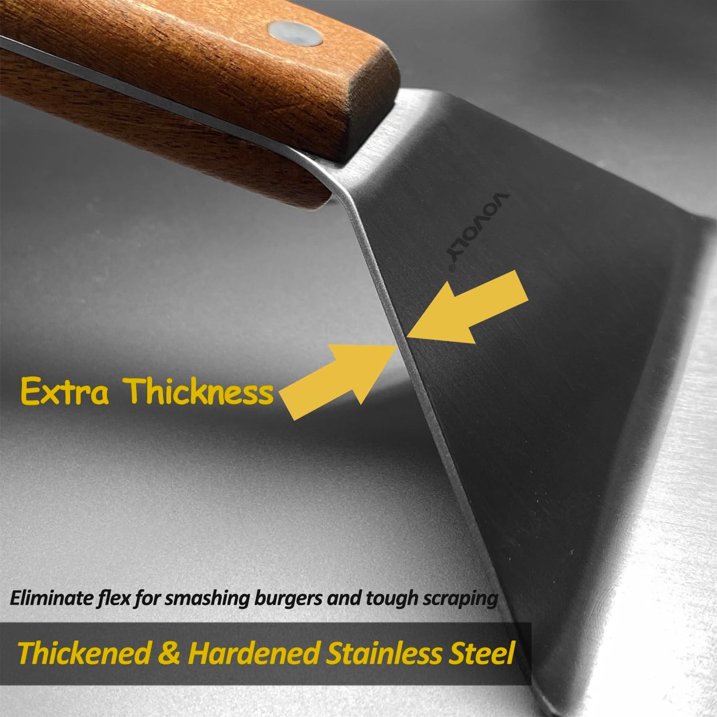 Metal Griddle Spatula Set and Bench Cutter & Chopper Bundle, Stainless Steel Utensils for Kitchen,