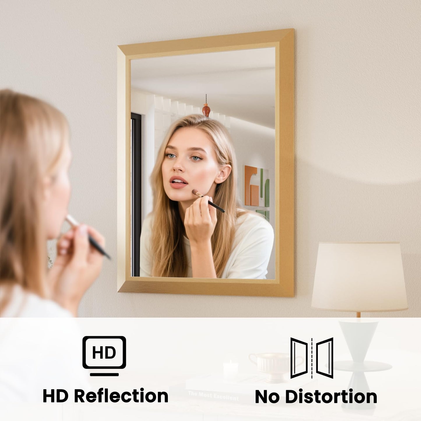 Amorho 24x36 Inch Bathroom Mirror, Gold Thick Metal Framed Wall Mirrors for Over Sink, Wall-Mounted Mirrors Perfect for Bedroom, Living Room, Entryway, Rectangle (Horizontal/Vertical).