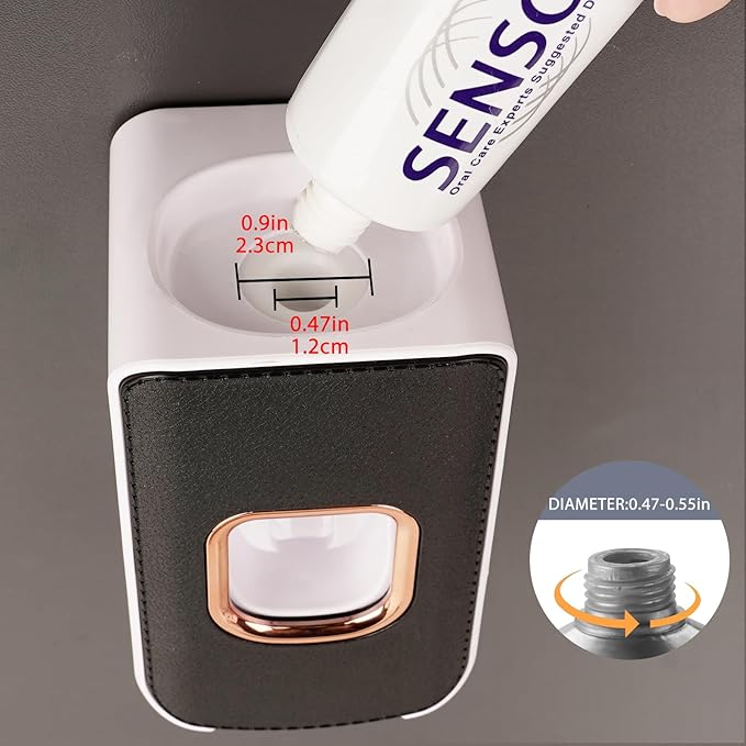 2 Slot Plastic Toothbrush Holder and Toothpaste Dispenser Wall Mounted, Automatic Toothpaste Squeezer, 2 in 1 Tooth Brush Toothpaste Organizer for Shower (Black)