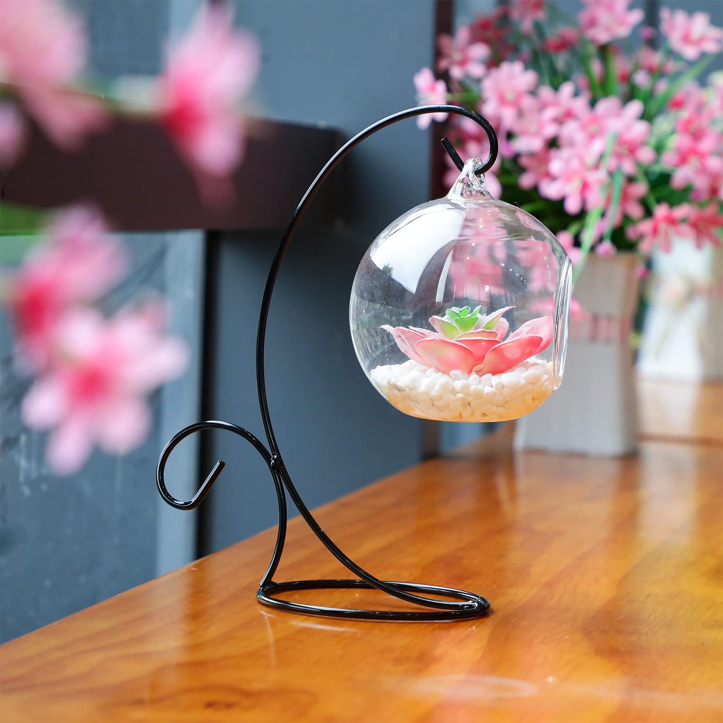 Kenning 16 Pcs 9 Inch Iron Ornament Display Stand Christmas Tree Hanging Holder for Glass Globes & Baubles, Home Decor Rack, Black