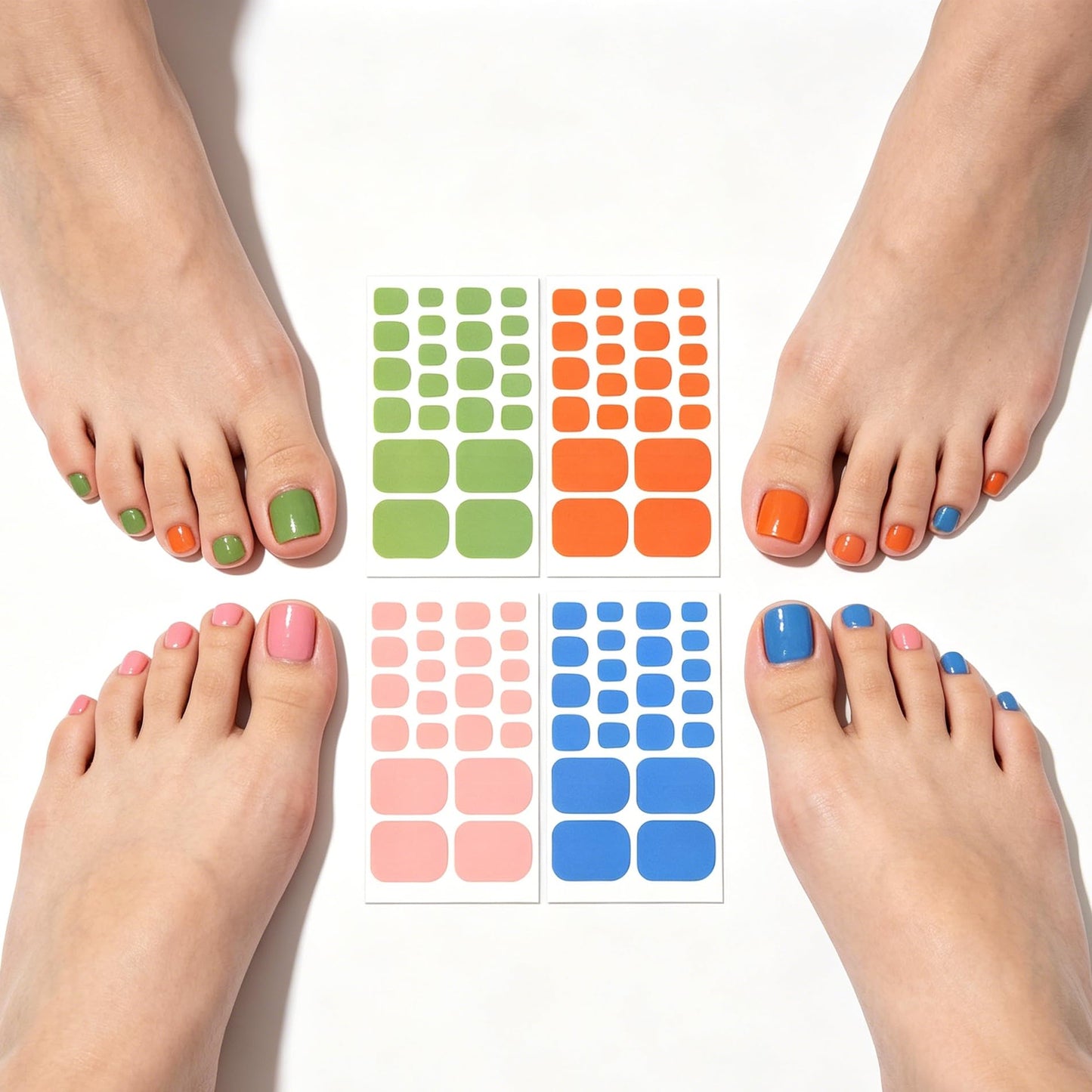 WOKOTO 20 Sheets Solid Color Toe Nail Strips, Self-Adhesive Full Wraps Gel Nail Polish Stickers for Women Girls, Nail Art Decals Manicure Kit with Nail File, DIY Home & Professional Use