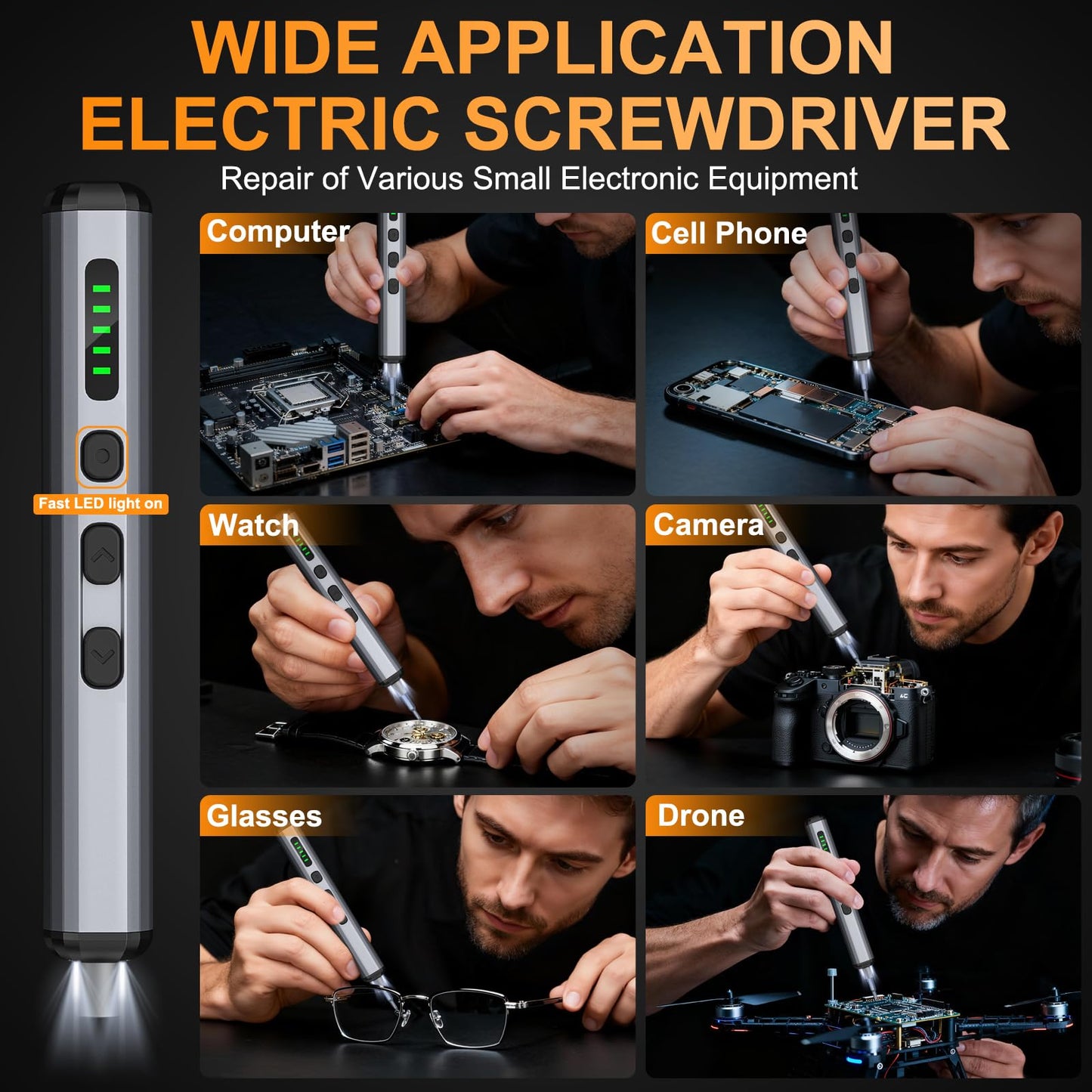 Mini Electric Screwdriver, 3.7V Precision Screwdriver Set Cordless Screwdriver Rechargeable 72 In 1 Magnetic Bit Repair Tech Tool Kit for Electronics Computer Phone Laptop Camera RC Car Watch Glasses