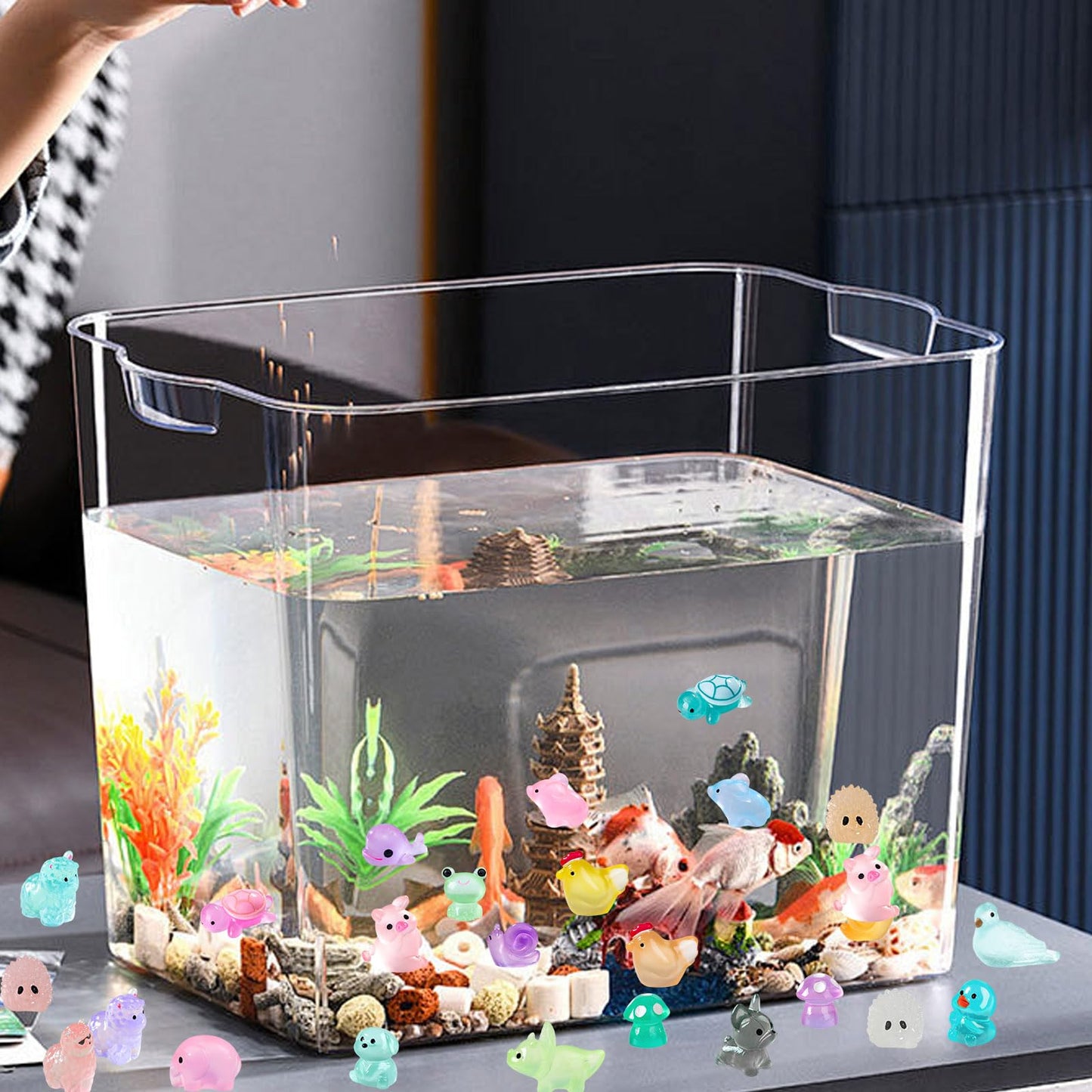 155 Pcs Mini Resin Animals Kit Accessories Variety Pack Glow Animal Figurines Resin Mini Ducks Alpacas Figurines Accessories for Variety Pack for Garden Micro Landscape Aquarium Potted Dollhouse Decor