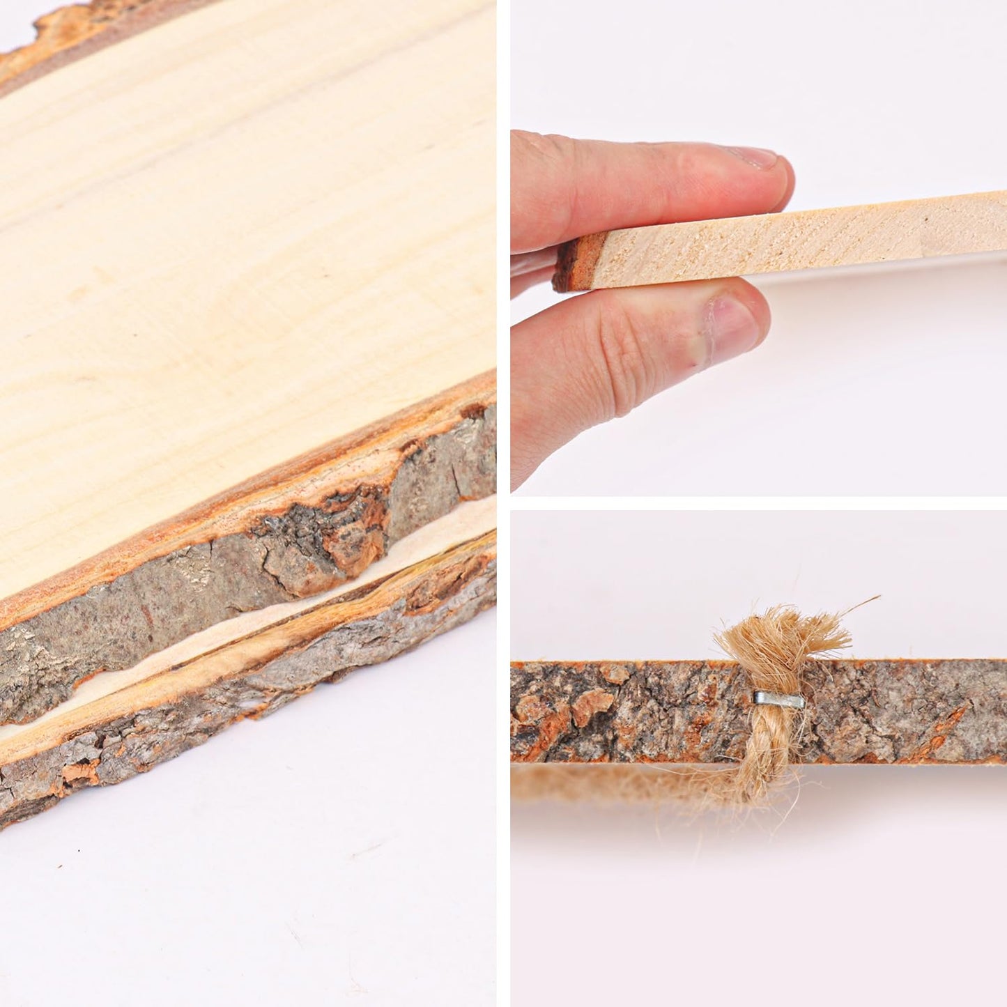 IHDYPPEW 18 Pack Wood Signs, Unfinished Rectangle Wooden Plaque with Rope, Live Edge Wood Plaque for DIY, Burning Carving, Wedding, Restaurant, Home Decor (4 x 10 Inch)