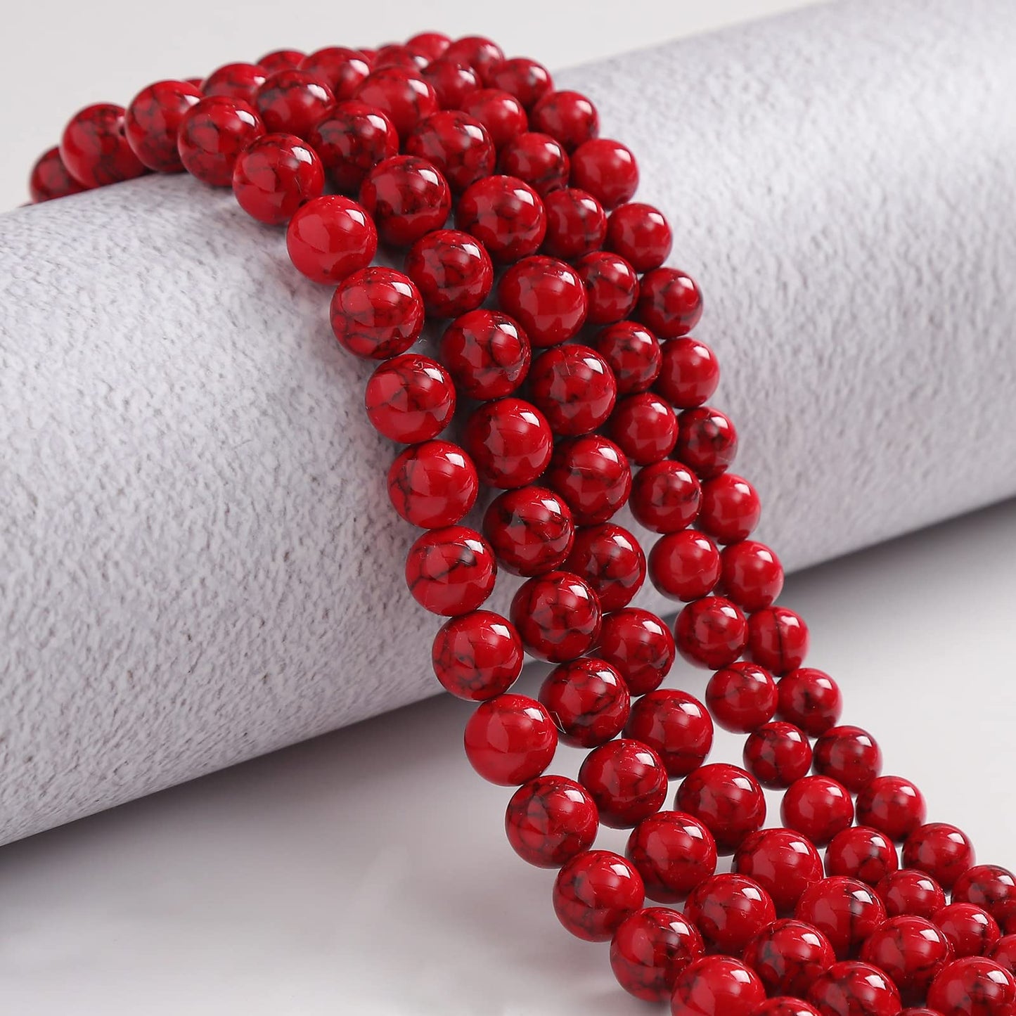 45pcs 8mm Natural Stone Beads Red Turquoise Beads Energy Crystal Healing Power Gemstone for Jewelry Making, DIY Bracelet Necklace
