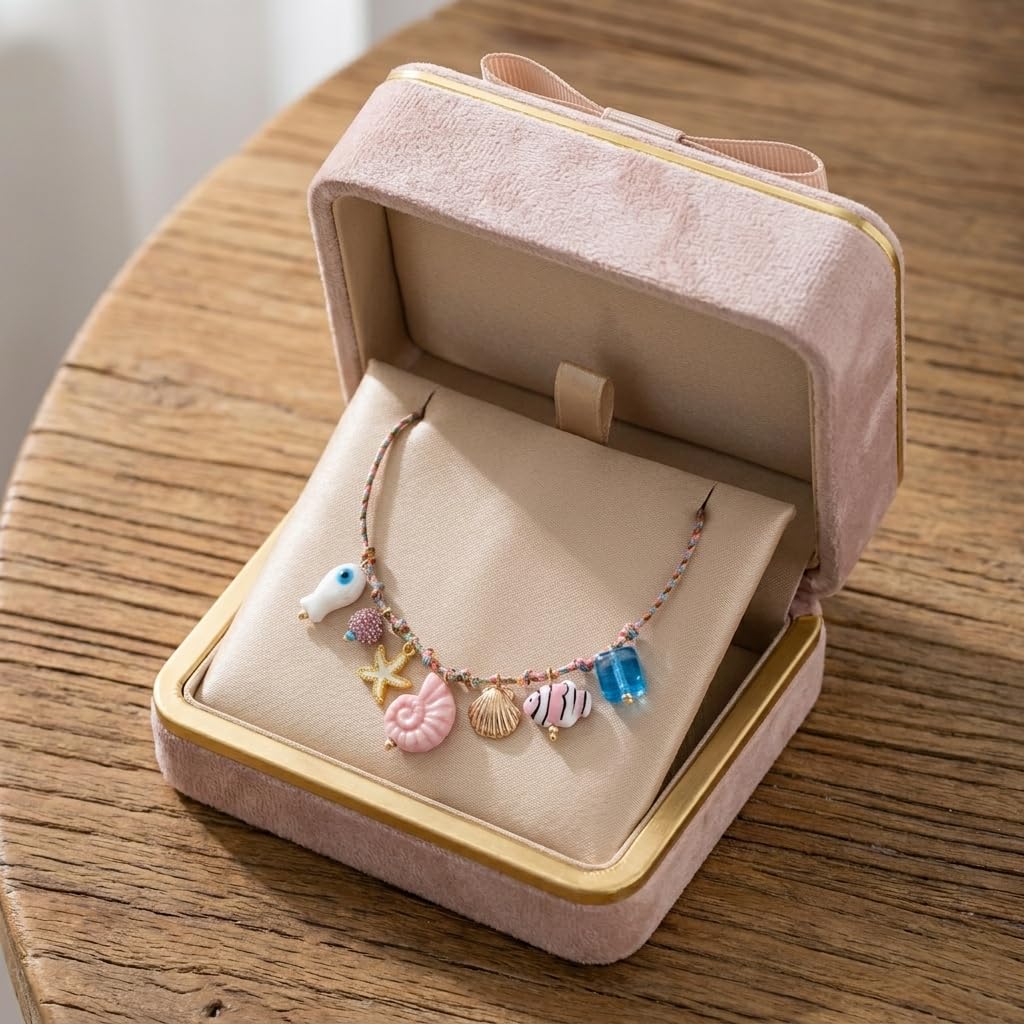 Tyebiva Cute Ocean Pendants Braided Colorful Rope Necklace for Women, Summer Beach Boho Adjustable String Choker with Starfish Fish Shell Conch Charm Holiday Vacation Jewelry Gift