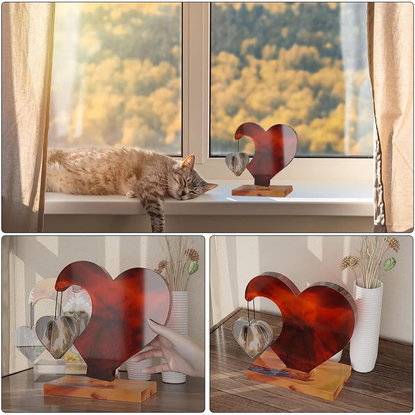 Heart Photo Frame Resin Molds Epoxy Resin Picture Frame Mold Handmade Silicone Mold Resin Casting Molds for DIY Valentine's Day Gifts Ornament Crafts Home Decor Table Decorations