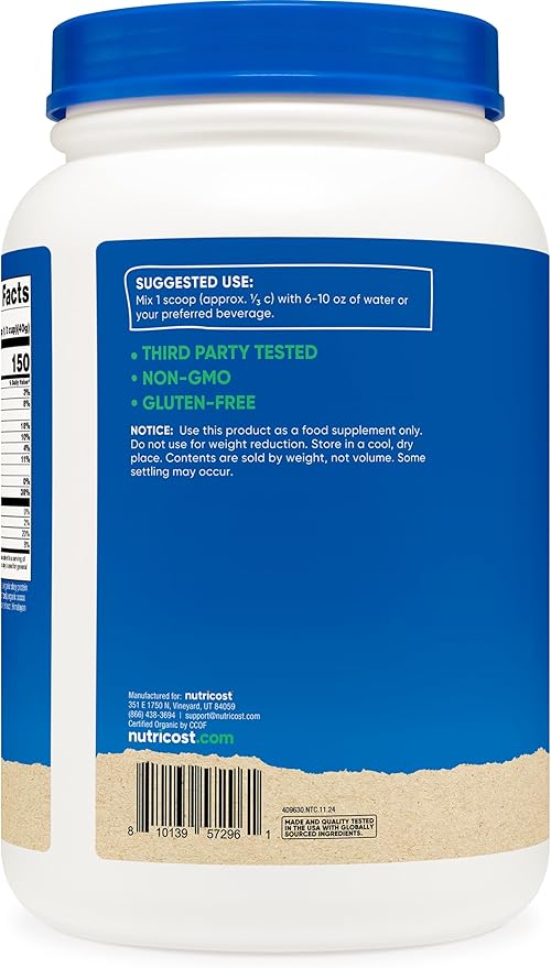 Nutricost Organic Whey Protein Concentrate, Double Chocolate Flavored, (2LBS) - Gluten-Free, Non-GMO