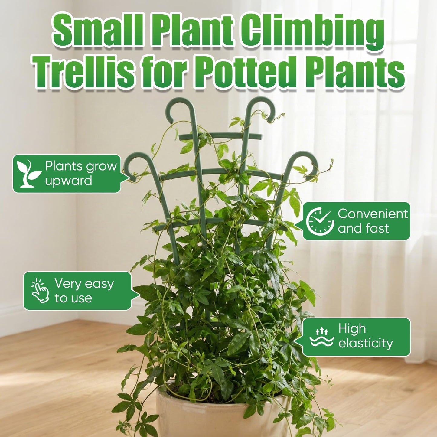 5 Pcs Trellis for Potted Plants,Stackable Plant Trellis for Climbing Plants Indoor, Small Plastic Support for Vine Ivy Hoya Houseplants Flower Plant Support