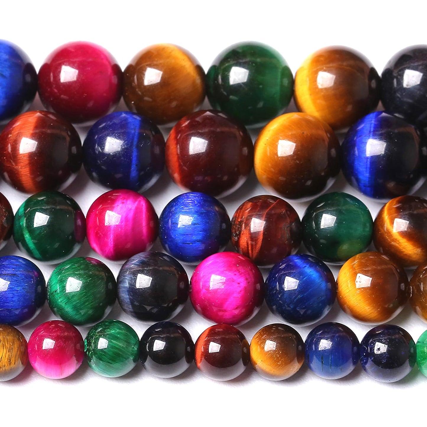 4MM 180pcs Natural Mixed Color Tiger Eye Stone Energy Healing Beads Round Loose Beads for Jewelry Making Bracelet 2 Strands 32"
