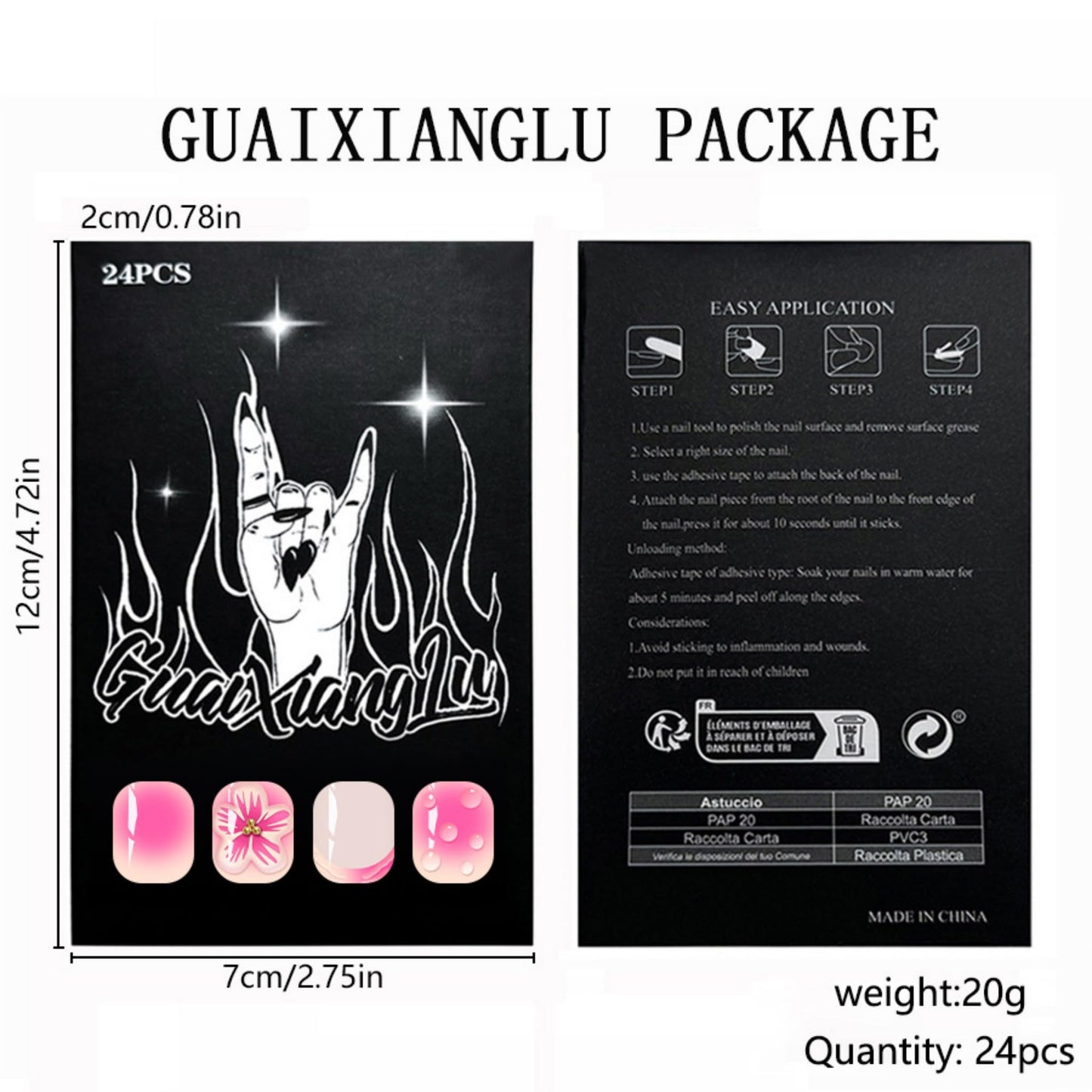 Short Press on Nails Square Fake Nails Pink Acrylic Nail Press Ons Seeneey 3D Flowers Designs Cute Stick on Nail for Women 24pcs
