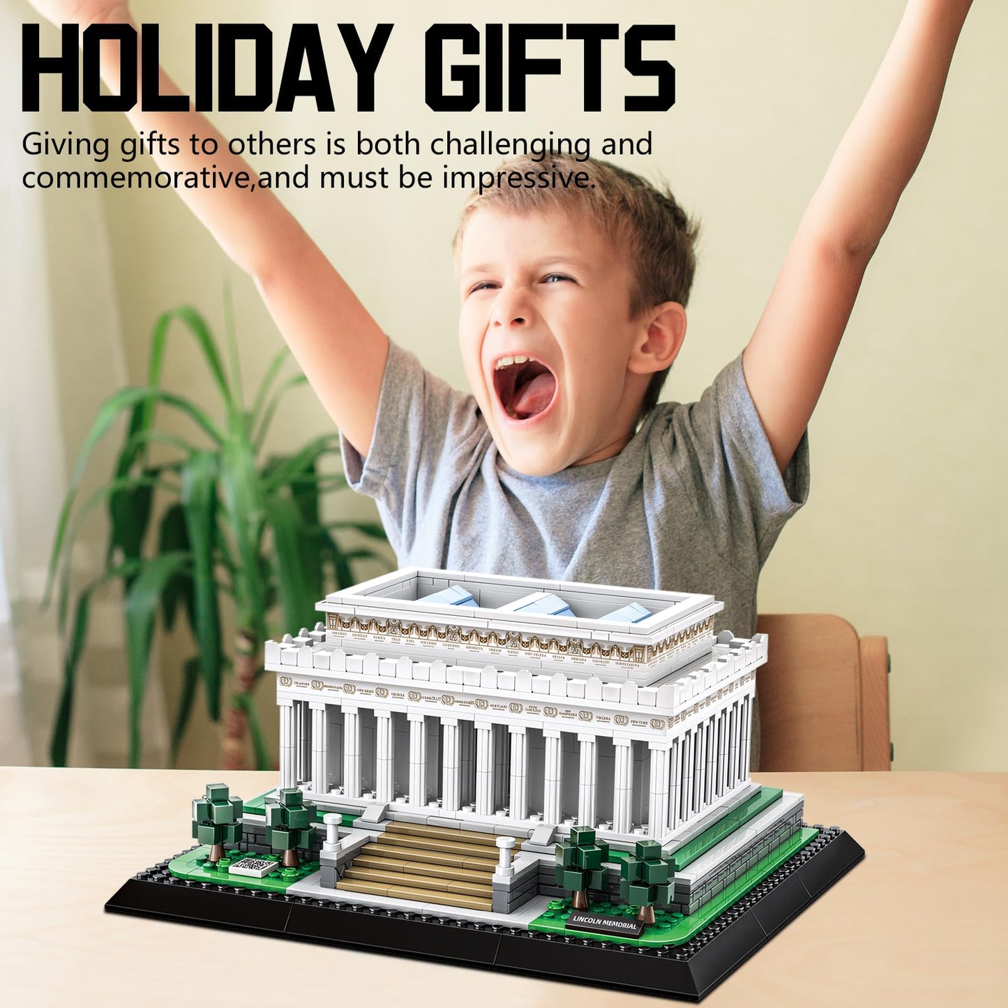 CAXIMSY Lincoln Memorial Building Block Set 979 Pcs Washington DC Architecture Model Kit for Adults & Teens Historic USA Landmark Home Office Desk Decor Display Gift