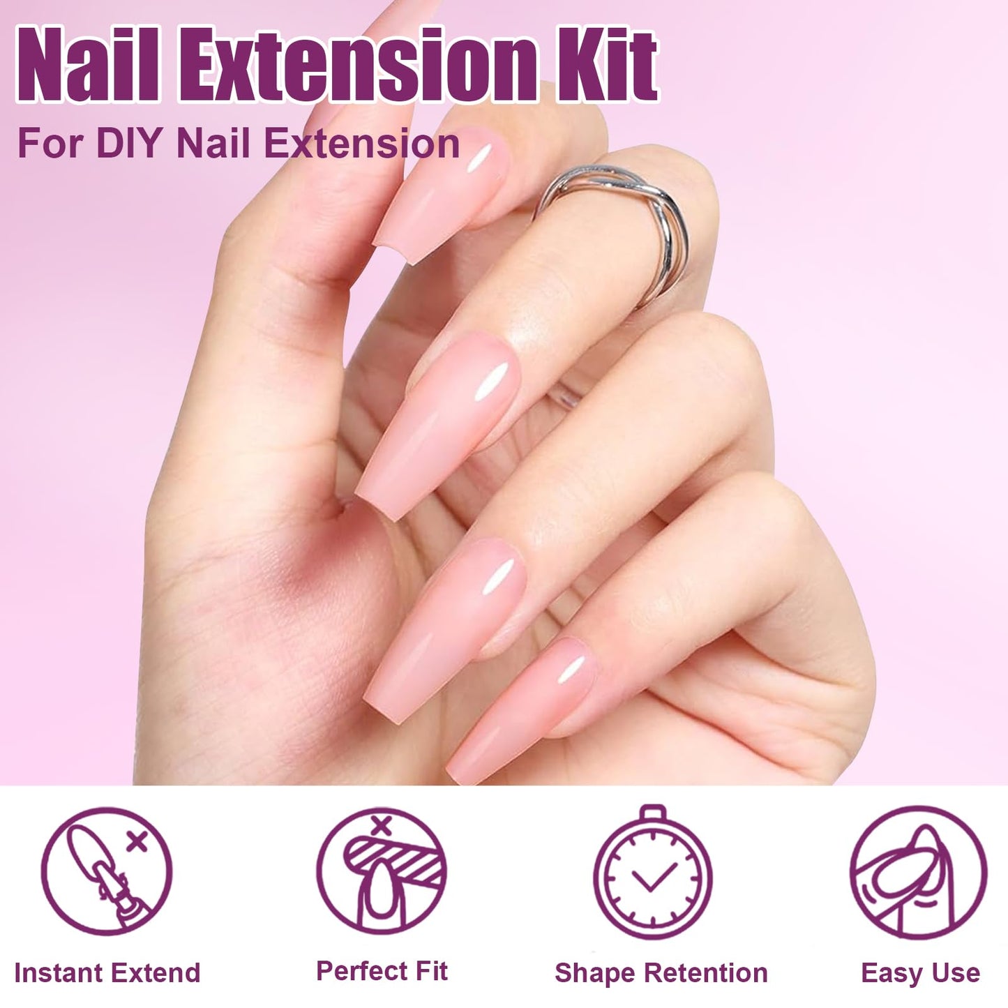 Vnjaoi 280 Pcs Original Sandwich Nails Dual Form with Guide Lines Short Coffin Nail Mold for Builder Gel Nail Extensions Art Design Salon DIY at Home