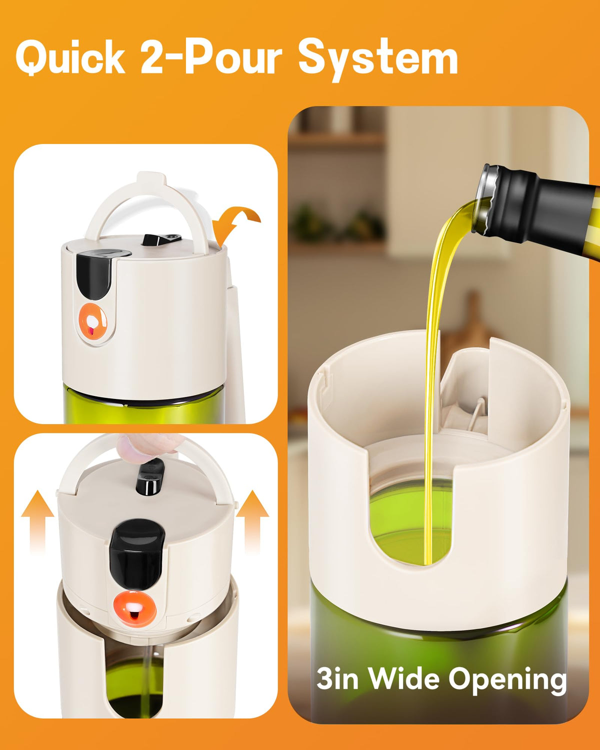 Olive Oil Sprayer & Dispenser Bottle for Cooking 17oz Dark Glass Oil Mister
