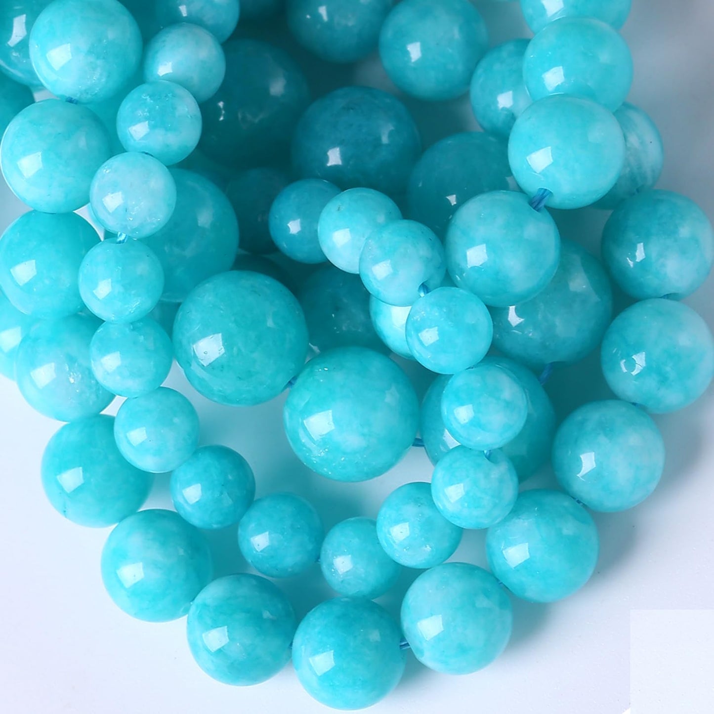 180pcs 4MM Natural Blue Jade Gemstone Beads for Jewelry Making Stone Round Loose Beads DIY Bracelet Necklace 2 Strands 32"