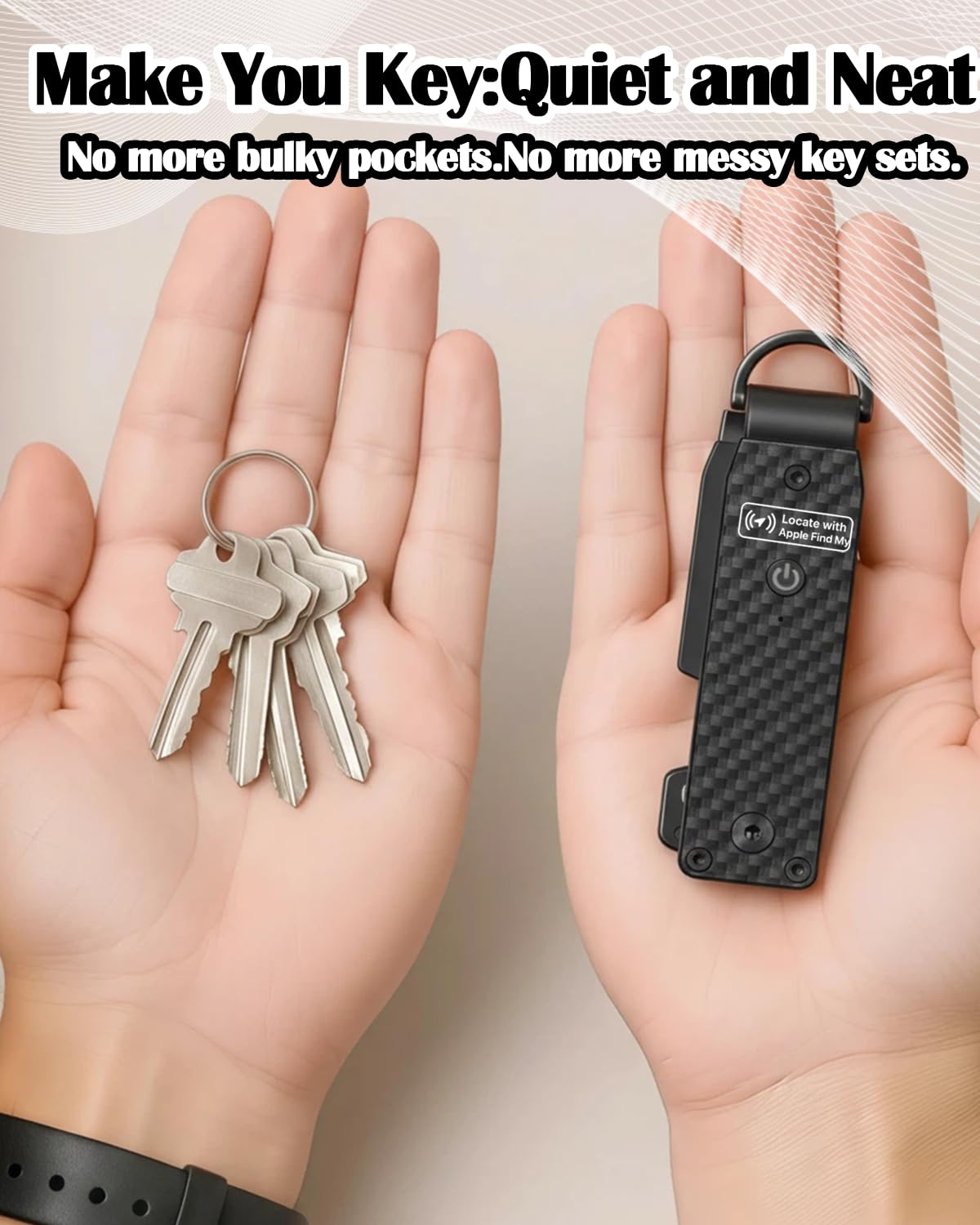 ShiChextasy Air Keychain with GPS Tracker : Lightweight Compact Key Holder for Outdoor Use - Minimalist Metal Key Organizer(Carbon fiber)
