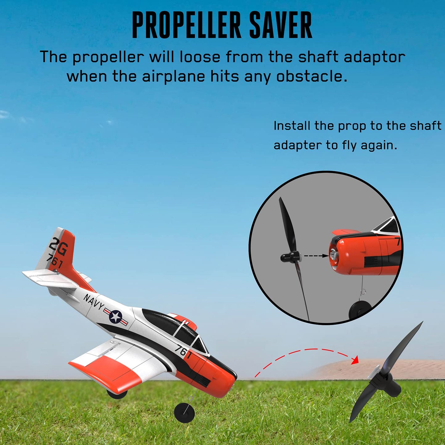 3 Sets F4U Rc Plane Propeller with Propeller Savers and Adapters for VOLANTEXRC 761-8 761-9 T28 Airplane