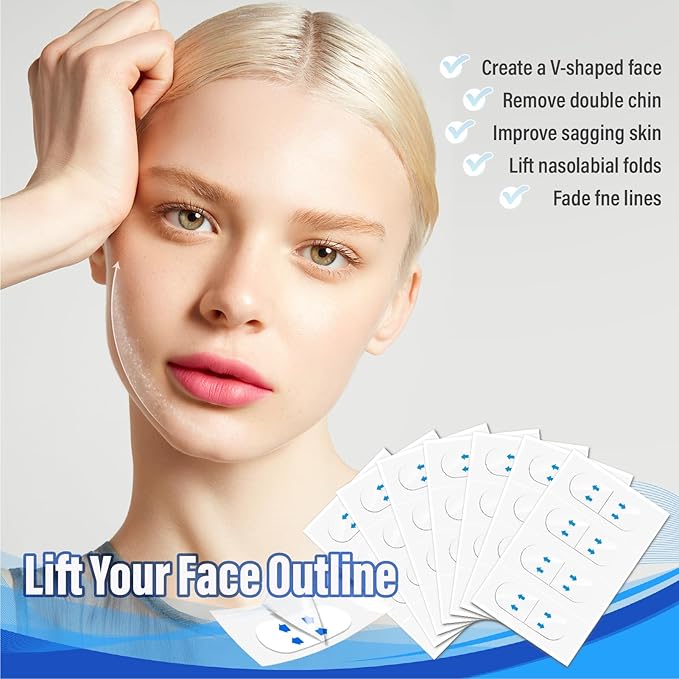 Face Lift Tape, Face Lift Tape Invisible, Face Tape Lifting Invisible, Face Tape Instantly Lifts Sagging Skin Around The Face, Hides The Double Chin and Creates A v-Shaped Face 128PCS