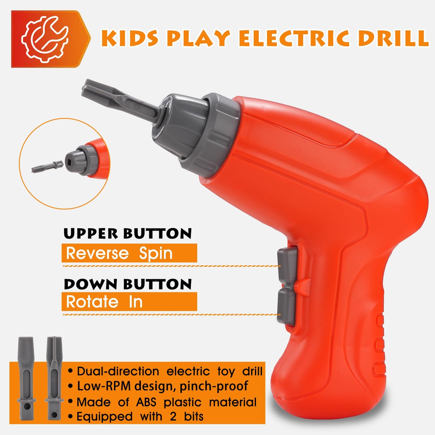 REXBETI Kids Tool Bench with Realistic Electric Drill and Tool Box, Pretend Play Kids Workbench Construction Kits, Toddler Tool Set, Birthday Gifts for Ages 3-8 Years Old