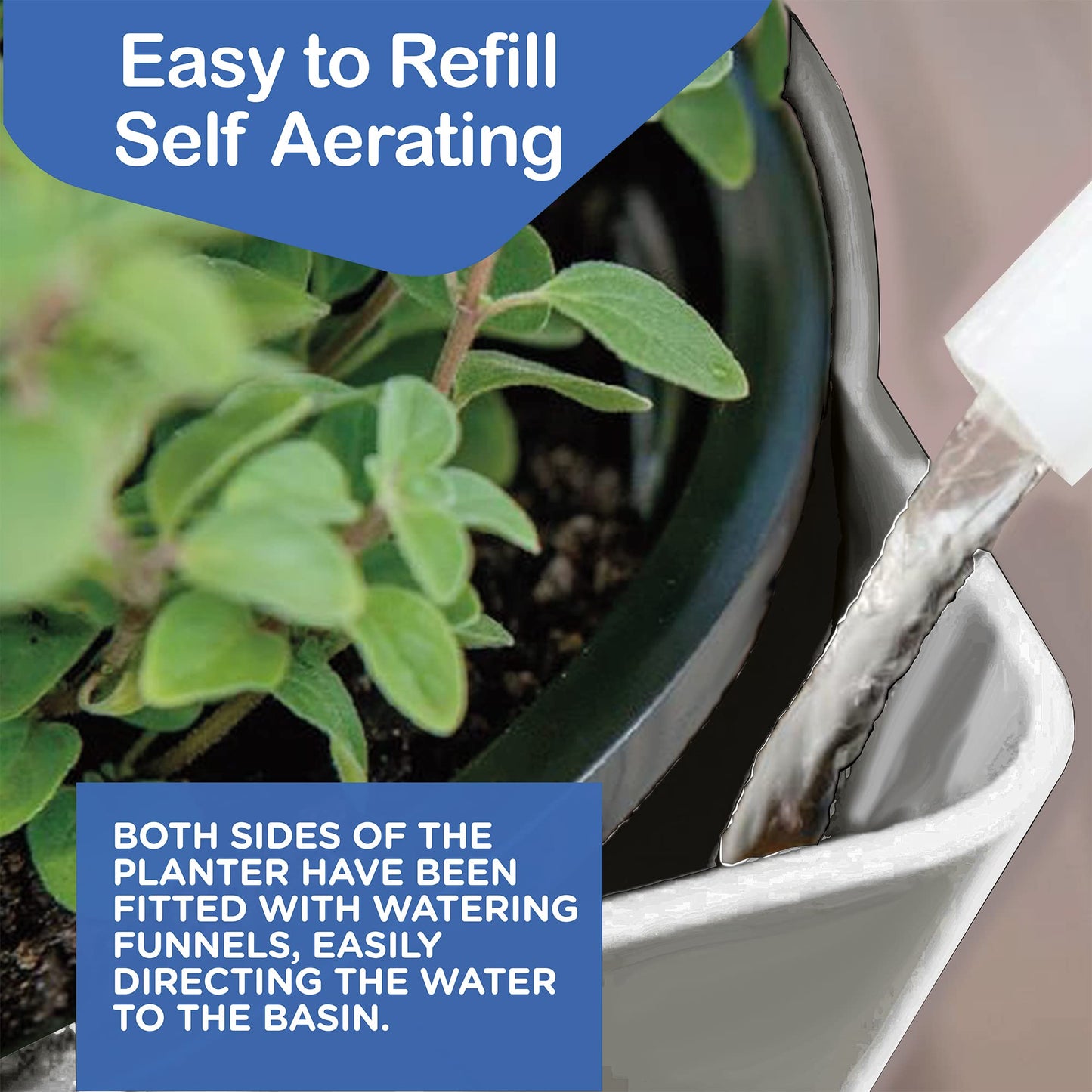 King's Gardening Clever Pot - Self Watering Pot for Indoor Outdoor Use, Animated Cloud Water Level Indicator, UV Resistant Planter, Ideal for Flowers, African Violets, and More 8" (Pearl Cloud)