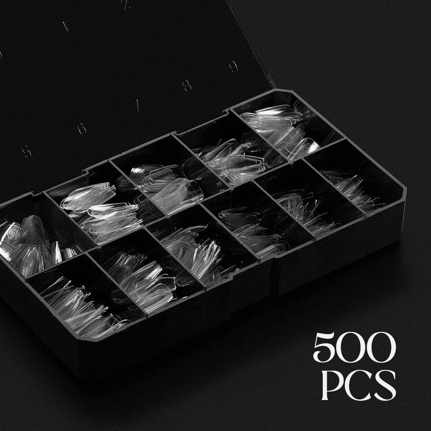Aprés Gel-X® Sculpted Coffin Medium Tip Box | 500pc Gel-X Tips, 11 Sizes 00-9, Premium Quality