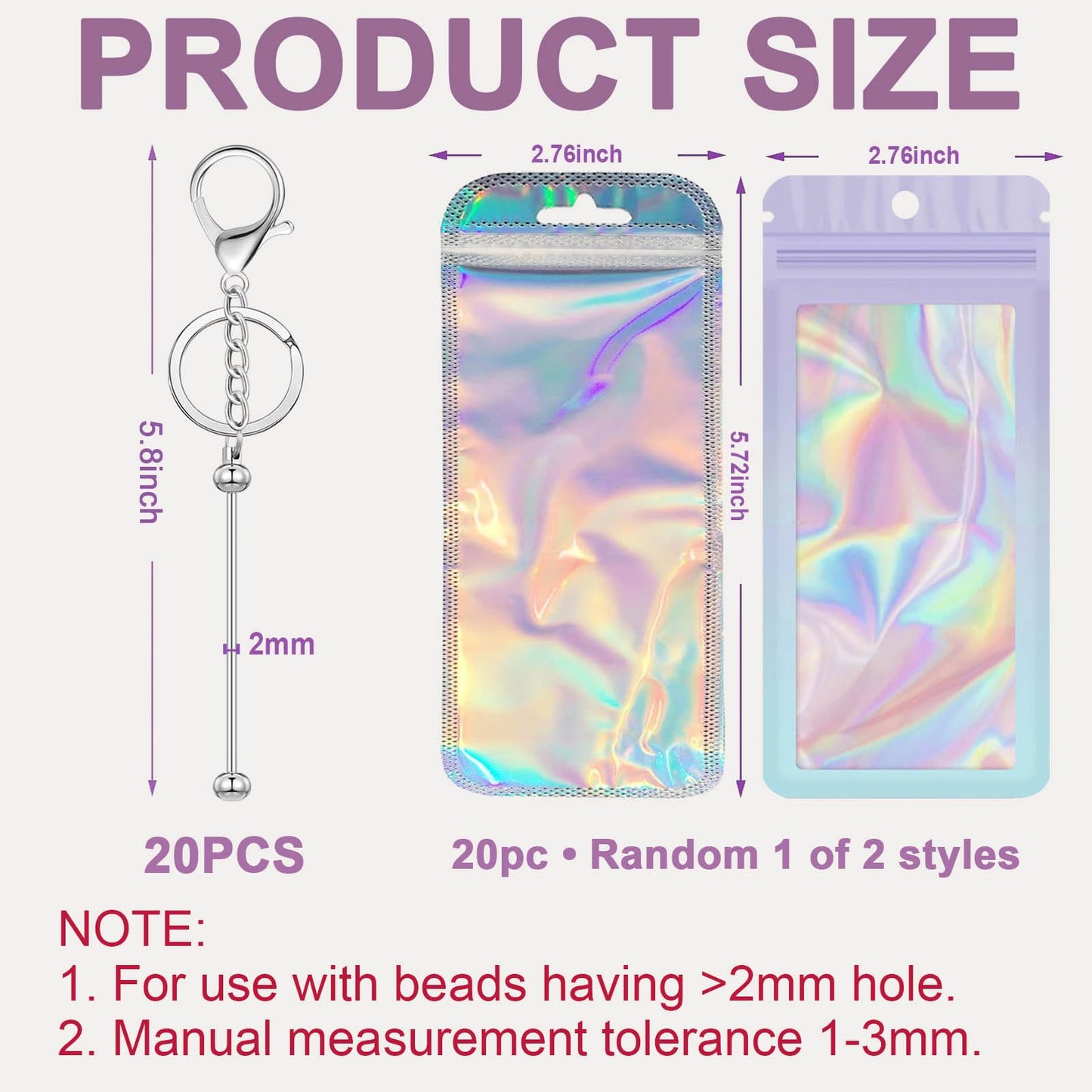 YUESEK 60 Pcs Beadable Keychain Bars Bulk Blank Creative Cute Keychains Bar for Beads Purse Keychains for Women Man