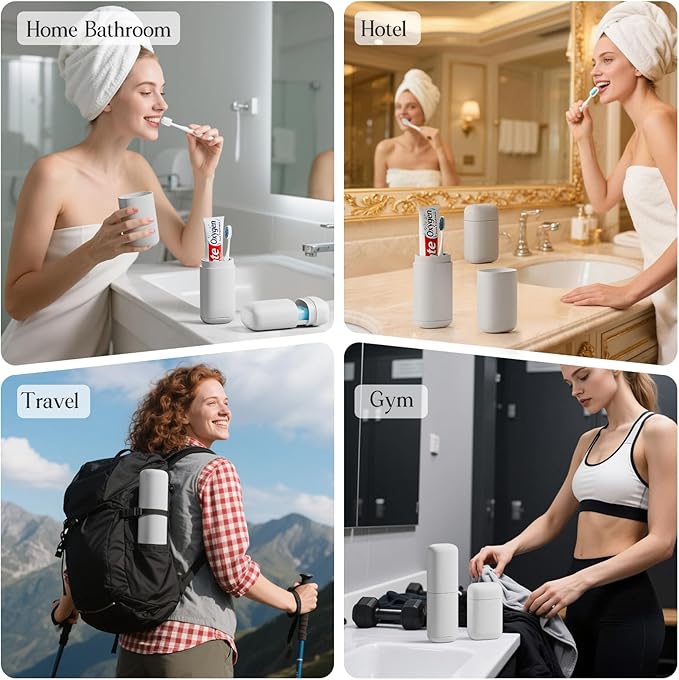 2Pack Travel Soap Case Container, Portable Toothbrush Travel Case with Cup, Tooth Brush Soap Bar Case Set for Traveling, Bathroom, Camping, Gym, Gray
