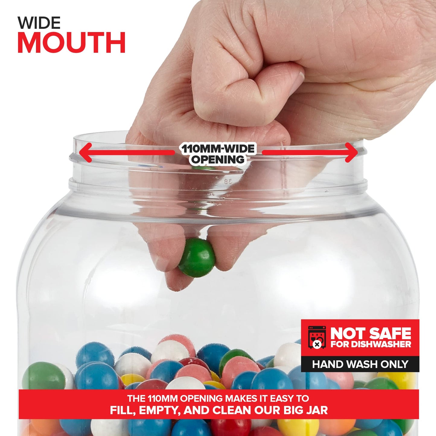 Stock Your Home Half Gallon Clear Plastic Jars with Lids (1 Pack) 64 oz Wide Mouth Large Jar with Lid, Big Container for Candy, Cookies, Arts & Crafts, Bartender Money Tips, Kitchen & Pantry Storage