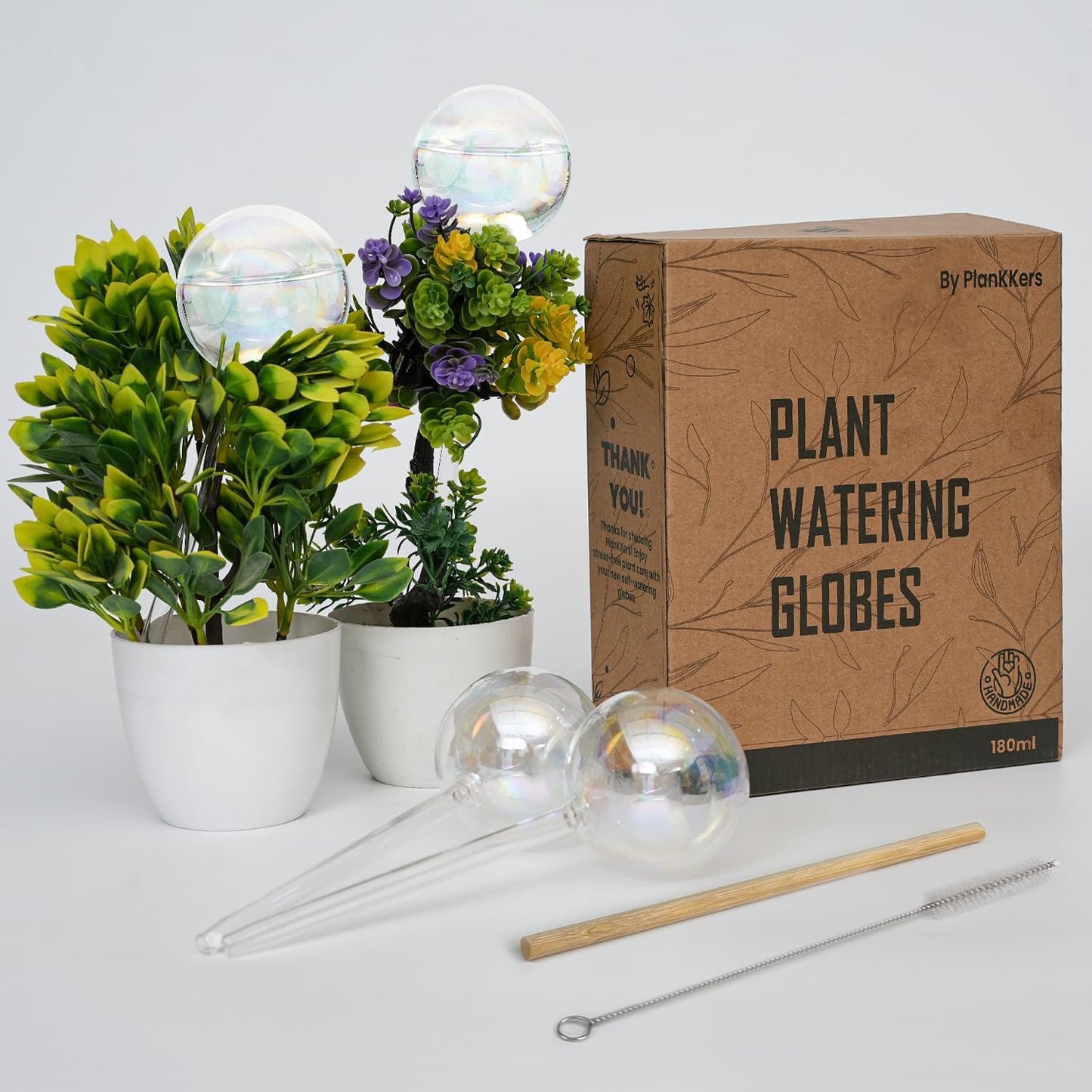 Iridescent Self Watering Globes, Glass Rainbow Plant Watering Globes, Self Watering Planter Insert, Automatic Plant Waterer Indoor (Large-4 Pcs Iridescent, Large)