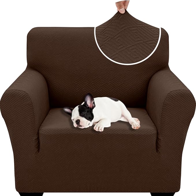 XINEAGE 2026 New Stretch Armchair Covers 1 Piece Chair Slipcovers Chair Protector for Living Room Thick Soft Chair Cover with Elastic Bottom Couch Cover for Pets Kids (31"-46", Coffee)