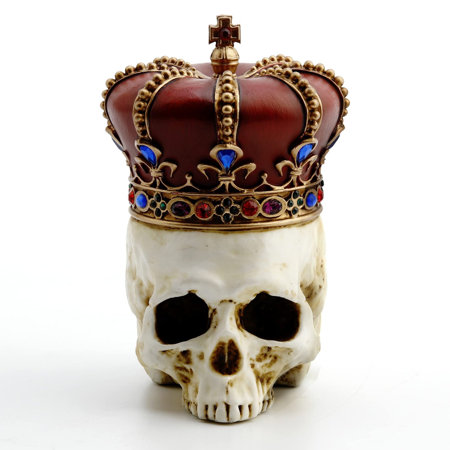 Veronese Design 4 3/8" Dreaded Monarch Skull Resin Sculpture Hand Painted Figurine