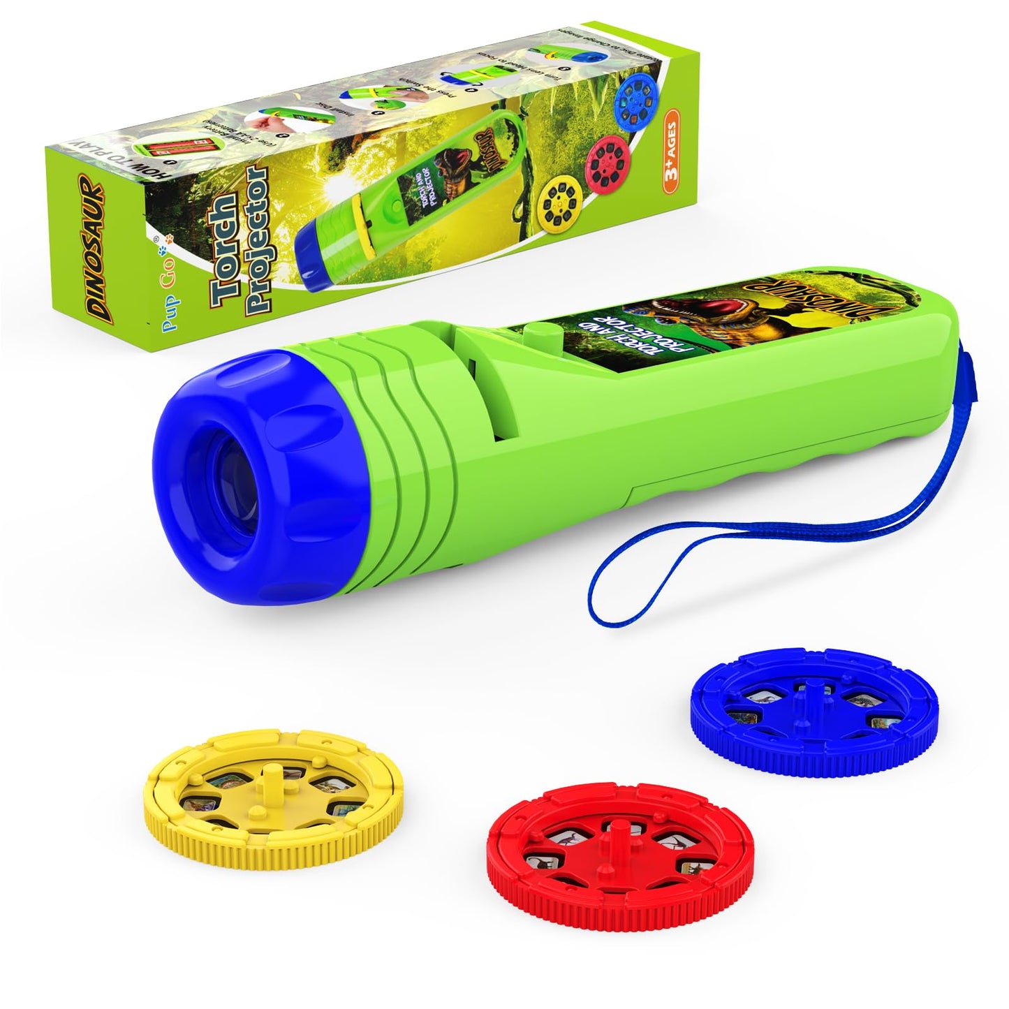 Pup Go 2-Pack Dinosaur & Outer Space Torch and Projector for Kids Ages 3+ Years Old, 6 Discs and 48 Images, Dinosaur Toys for Boys, Cool Kids Torch, Educational Science Kits for Toddlers and Children