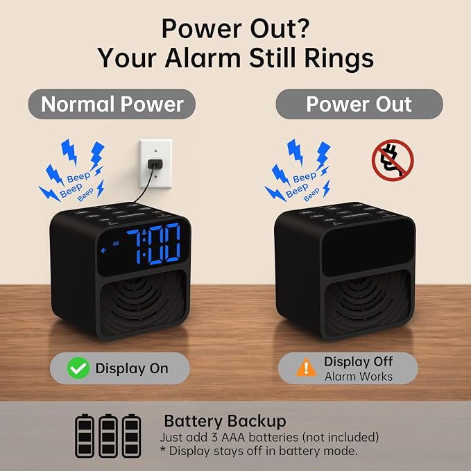 AuroraCalm Extra Loud Alarm Clock for Heavy Sleepers with 115dB Alarm