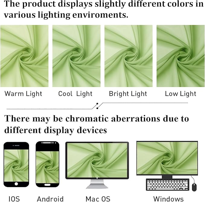 Lecloud Lime Sheer Curtains 96 Inches Long 2 Panels, Dual Rod Pockets Living Room Decor Light Filtering Curtains, Elegant Solid Color Window Treatment Drapes for Bedroom, Each Panel 42" W x 96" L