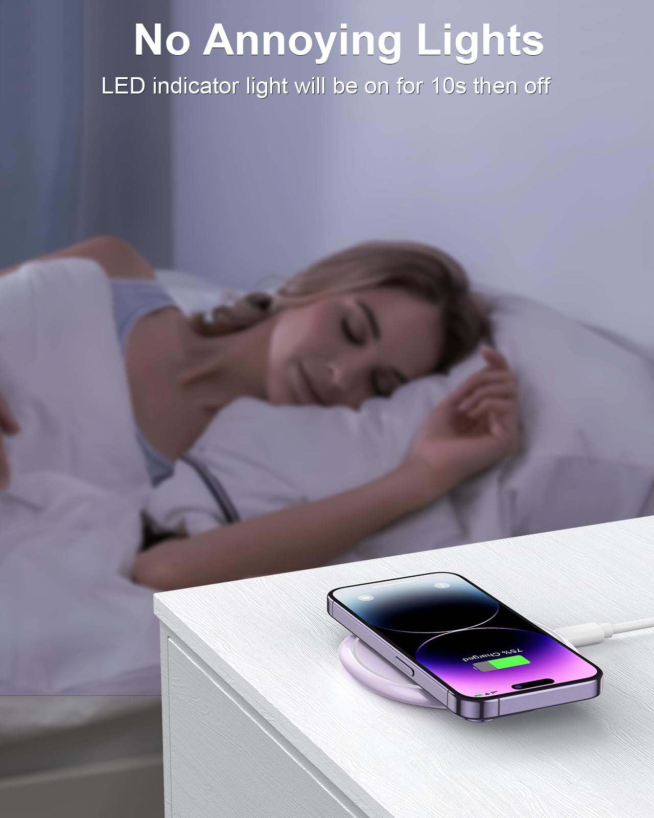 NANAMI 10W Max Wireless Charger Pad, Fast Charging Compatible with iPhone 17/16/15/14/13/12/11/SE Series, Samsung Galaxy S26/S25/S24/S23/S22/S21/S20, AirPods 2/3 - Adapter Required (Sold Separately)