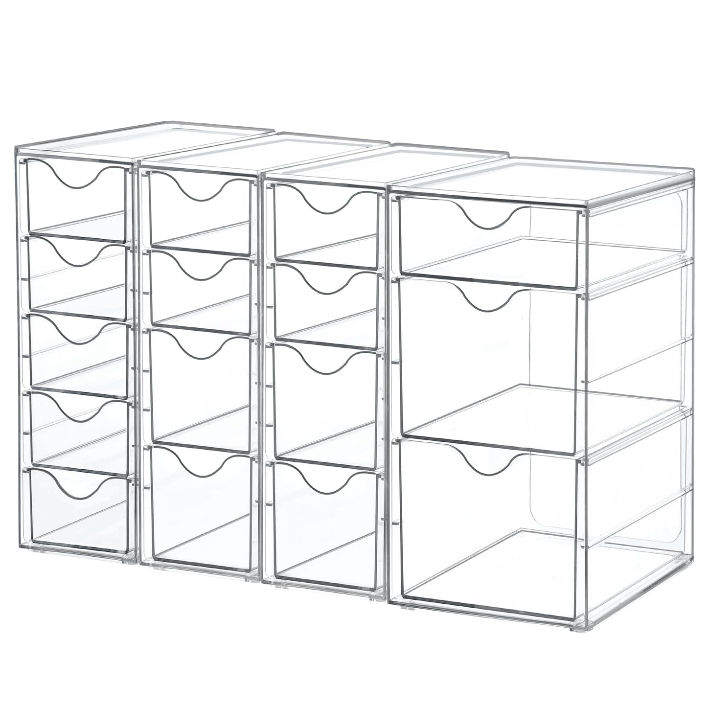 Vtopmart Acrylic Organizer with 16 Drawers (4 Set),Clear Storage Drawers for Office Supplies,Desk Organization and Storage for Makeup,Jewelry,Art Crafts