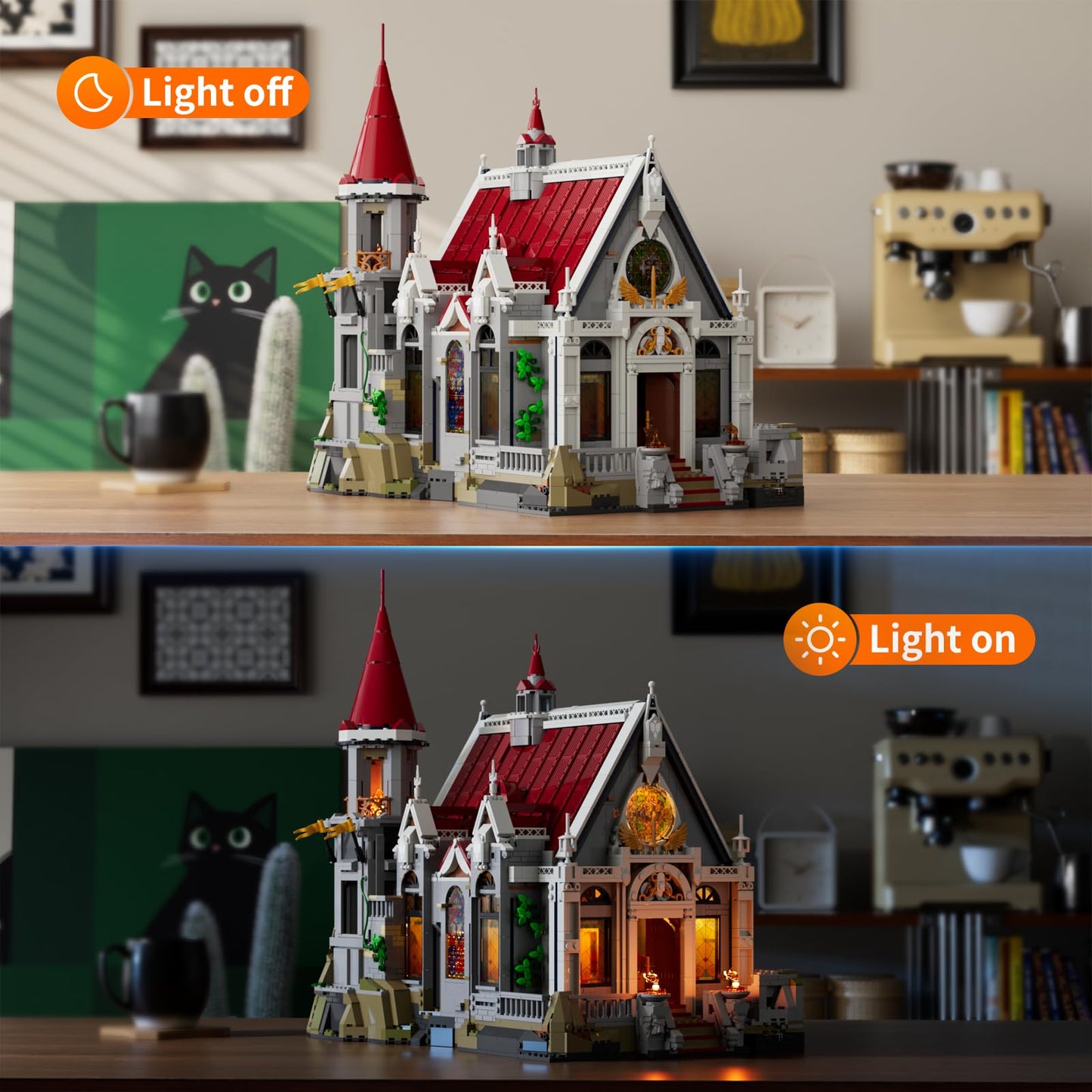 Lumibricks Medieval Castle Banquet Hall Lighting Building Bricks Set - Middle Ages City Town Modular Collection Display Kit with Minifigures 3232 Pcs for Adults & Teens