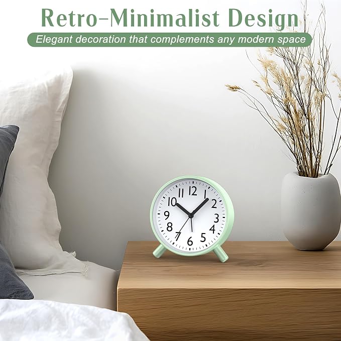 Analog Alarm Clock Night Ligh Battery Operated for Bedroom