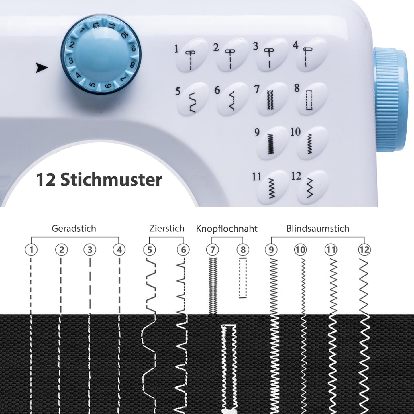 Sewing Machine for Beginners with Extension Table Mini Sewing Machines Kit Supplies 12 Built-in Stitches with Needles Assorted Thread Kit Starter Kit Easiest for Adult and Kids Ages 8-12 Easy Sewing