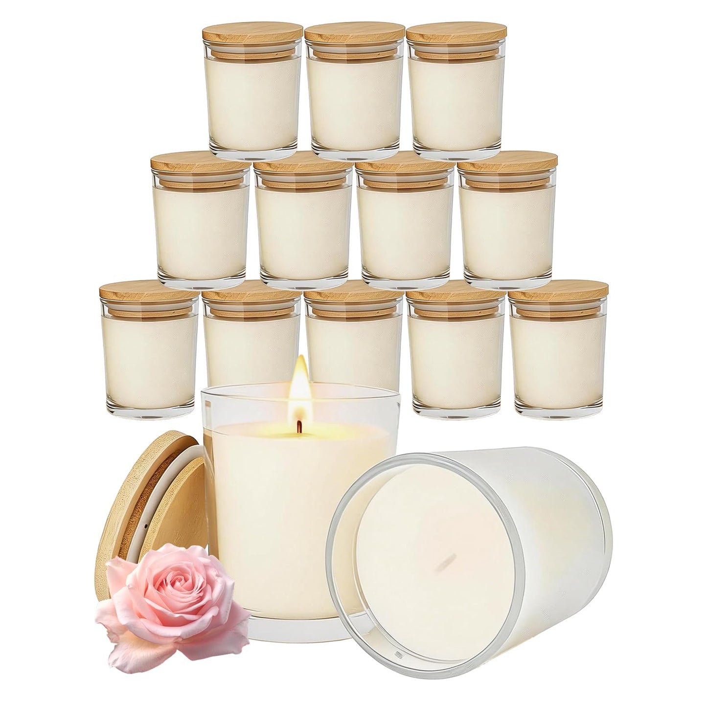 Trxvxo 12 PCS 6oz Rose Scented Pure Soy Wax Aromatherapy Candles | Relaxing Home Fragrance Gift Box | Bulk Favors for Wedding, Party, Spa & Home Decor