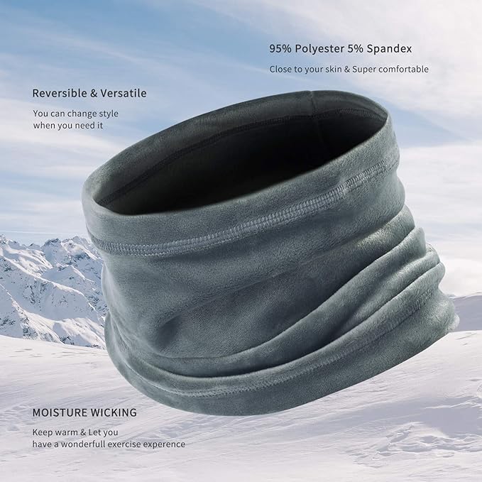 Polar Fleece Neck Warmer - Windproof Winter Neck Gaiter Cold Weather Face Mask For Men Women - 1 Pack