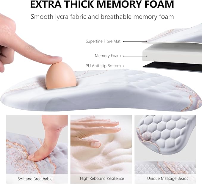 Mouse Pad Wrist Support, Laokiiy 2 in1 Keyboard Wrist Rest+ Ergonomic Mouse Pad, Non-Slip Wrist Rest for Computer Keyboard, Made Easy Typing & Relieve Wrist Pain(White)