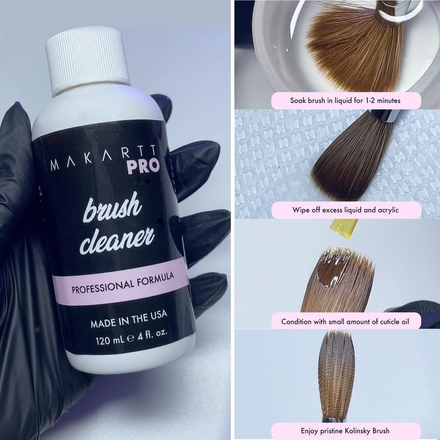 MakarttPro Kolinsky Acrylic Nail Brush Size 10 – 100% Pure Kolinsky Hair Nail Brush for Acrylic Application, Professional Nail Brush for Smooth Bead Control, Anti-Clogging, Acetone Resistant Handle