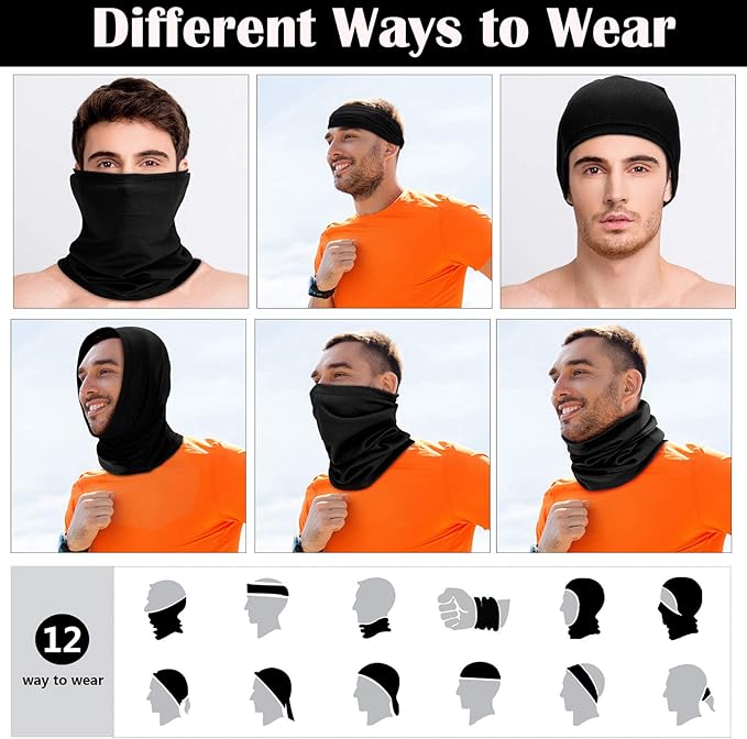6 Pieces Ski Mask for Men Neck Gaiters Scarf Face Covering Balaclava Winter Cycling Running Fishing Masks Windproof Bandana (Green, Gray, Black, Riyal Blue, White, Dark Gray,6 Pieces)