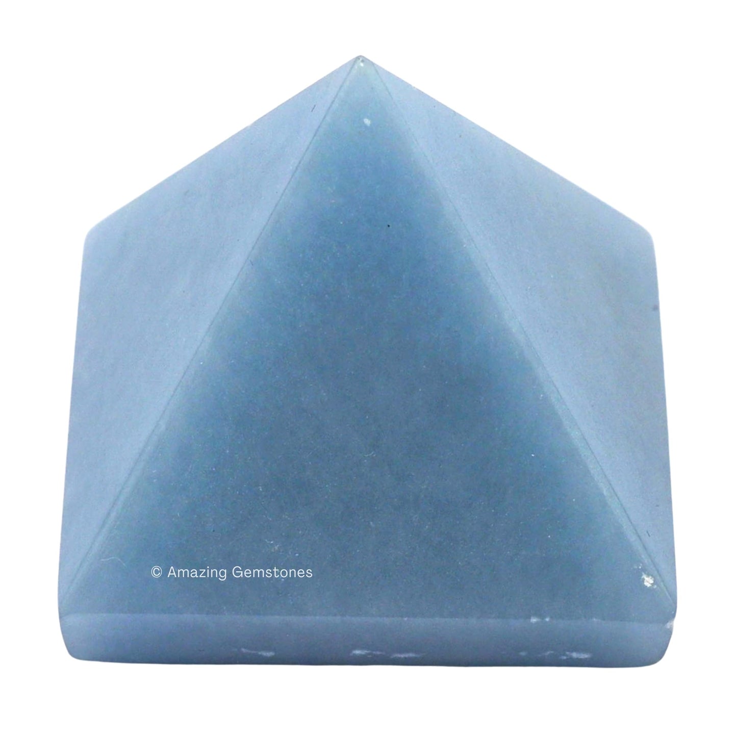 Amazing Gemstone Angelite Pyramid Crystal Healing Stones - 1.5" Great Pyramid Figurine of Natural Stone Pyramid for Meditation, Reiki, Chakra Balancing and Crystal Pyramids Grid
